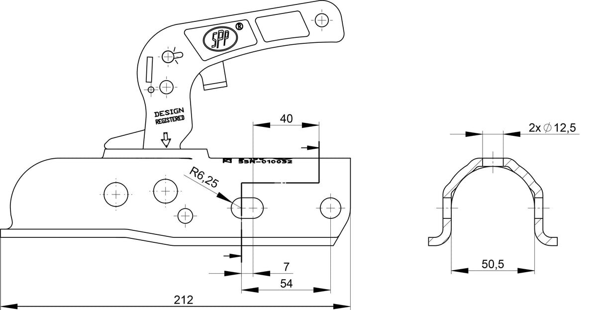 Universal 2000kg Pressed Steel 50mm Coupling - MP1993