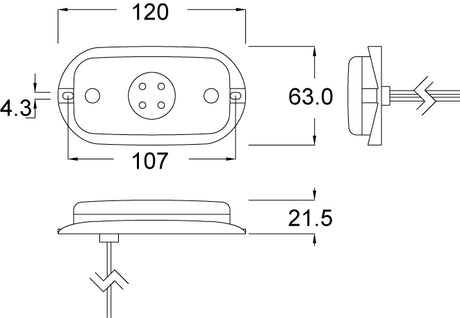 Perei 12/24V Amber LED Side Marker Lamp