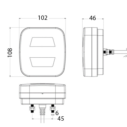 Square LED Combination Light 10-30V 'Glo Style'