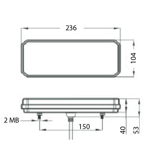 10-30v Rectangular LED Combination Light 'Glo Effect' LH - MP8835BL