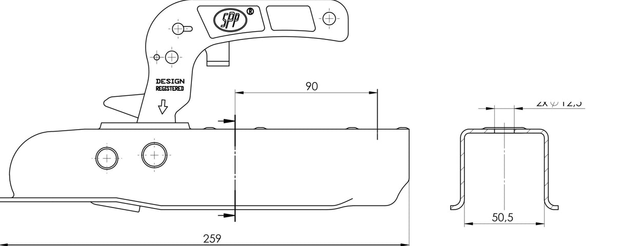 Pressed Steel Coupling Hitch - 50mm