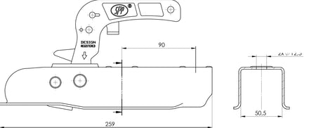 Pressed Steel Coupling Hitch - 50mm