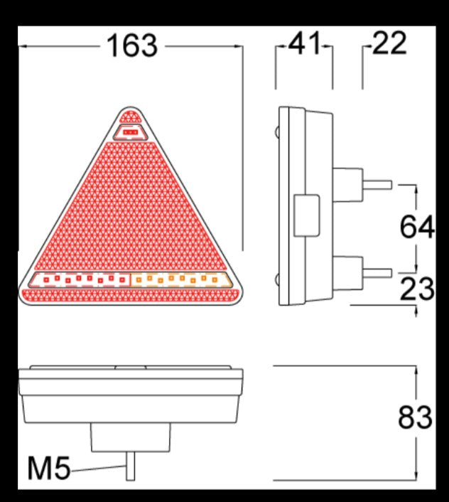 WAS 10-30V Left Hand Triangle Modular Combination Lamp